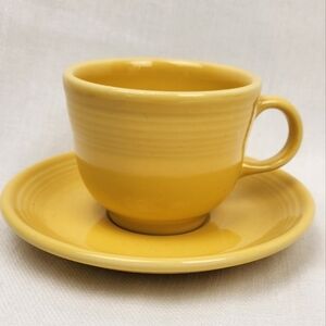 Fiesta Homer Laughlin Yellow Coffee/ Tea Mug Cup And Saucer Plate.